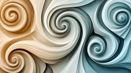 5. **An abstract background of swirling shapes in muted tones, providing a sophisticated setting for the product.