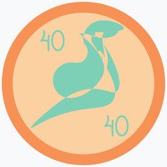 Round vector sign. The emblem depicts a snail and the number forty.