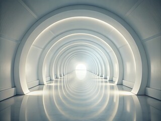 Vintage Style Photography of an Empty White Modern Tunnel - Abstract Interior Background in 3D Rendering for Creative Projects and Design Inspiration