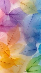 Fototapeta premium Colorful Skeletons Abstract Background, Delicate Pastel Hues, Transparent Leaves Texture