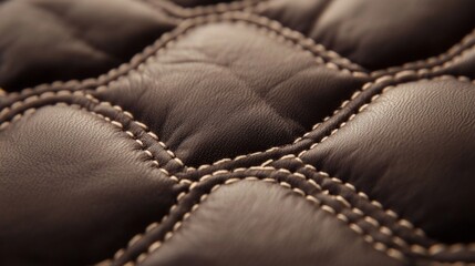 Luxurious Brown Quilted Leather Close-Up
