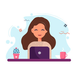 Young woman working on laptop computer