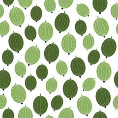 Green gooseberry seamless pattern, vector illustration.