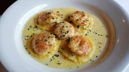 Gourmet Lobster Ravioli with Saffron Sauce Delight