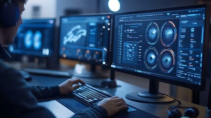 Person using advanced computer software