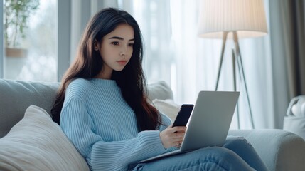The Woman with Laptop Device