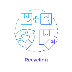 Recycling blue gradient concept icon. Reverse logistics. Waste management. Circular economy. Damaged goods. Round shape line illustration. Abstract idea. Graphic design. Easy to use in article