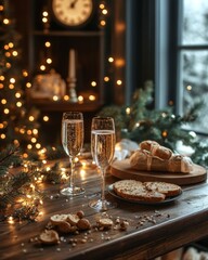 Obraz premium Cozy New Year's scene indoors. Generative AI