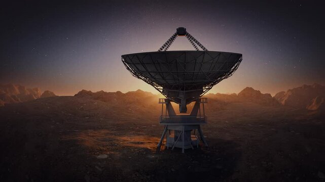 Radio telescope dish antenna for telecomunication and cosmic research.