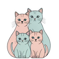 cat family cartoon vector
