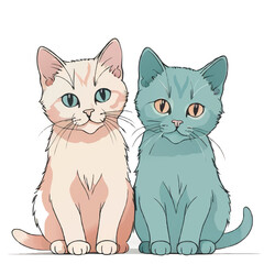 two kittens vector