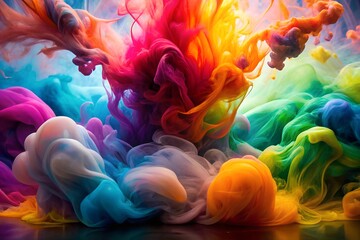 Fototapeta premium Colorful Swirls of Ink in Water Abstract Art