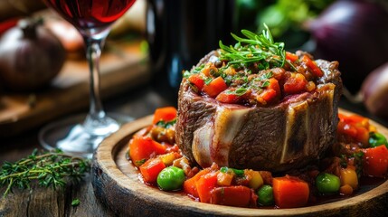 Delicious Ossobuco Alla Milanese with Vegetables and Wine
