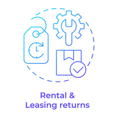 Rental and leasing returns blue gradient concept icon. Reverse logistics type. Product return. Limited time. Round shape line illustration. Abstract idea. Graphic design. Easy to use in article