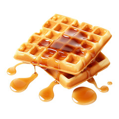 Waffle with syrup on transparent background. Generative ai design.