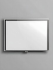 4K TV flat screen lcd or oled, plasma, realistic illustration, White blank monitor mockup. wide flatscreen monitor hanging on the wall