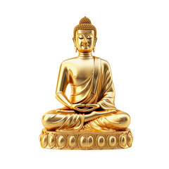 Golden buddha isolated on transparent background. Generative ai design.