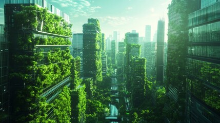 Obraz premium Futuristic Green Cityscape