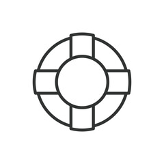 Life buoy, in line design. Life buoy, lifebuoy, safety ring, rescue ring, life preserver, water safety, flotation device on white background vector. Life buoy editable stroke icon