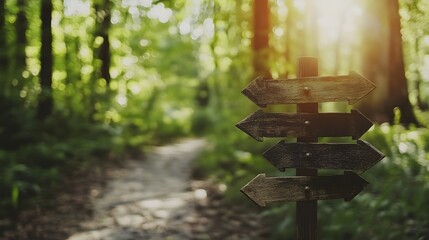 Nature signpost with information in the woods mockup