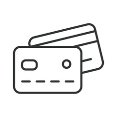 Obraz premium Credit cards, in line design. Credit cards, payment, banking, finance, money, credit card icon, transaction on white background vector. Credit cards editable stroke icon