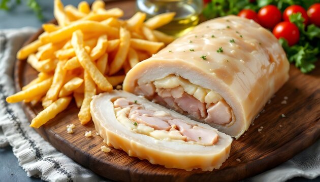 Jellied Meat Terrine (Potjevleesch) Served with Fries (Belgian Cuisine)