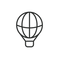 Air balloon, in line design. Air balloon, hot air balloon, flight, travel, adventure, sky, floating on white background vector. Air balloon editable stroke icon