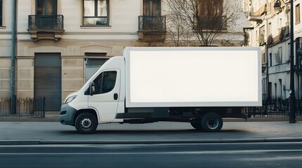 craftsman panel white cargo van with blank advertisement space 