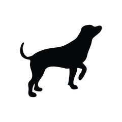Dog black Silhouette vector art Illustration with white background, Black dog isolated on white background