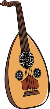 Gambus Indonesian Traditional Instrument Illustration