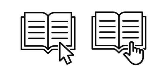 Open book icon vector set. Online education symbol