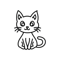 Black cat hand draw doodle vector icon