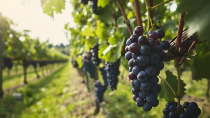 Naklejka premium Glorious Vineyards: A Close-Up of Italy's Vibrant Red Wine Grapes
