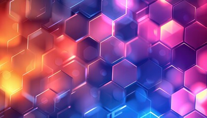 Abstract Neon Hexagon Pattern with Glowing Edges