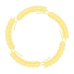 Round frame from dry yellow wheat, isolated on white. Vector illustration for agriculture, farm. heathy, organic, bio, food, harvest.