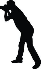 Photographer full body silhouette illustration. People taking picture using camera.