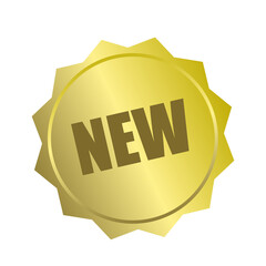 New product golden label isolated on transparent 