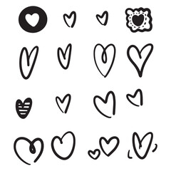 Heart doodles. Hand drawn hearts. Design elements for Valentine's day. Vector EPS 10.	