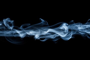 Delicate smoke fragments gracefully float in the air against a dark background