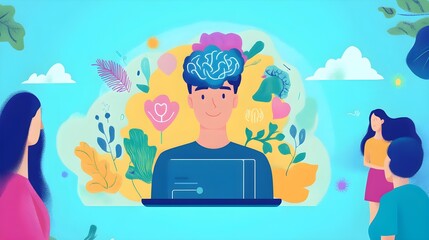 Mindfulness Meditation with Nature Illustration