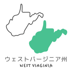 シンプルなアメリカのウェストバージニア州の地図　イラスト