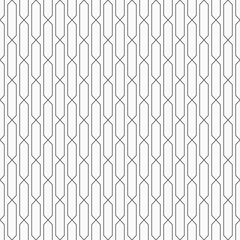 Vector seamless hexagons lattice pattern. Modern stylish texture of elongated hexagons. Grid motif. Outline hexagons pattern. Geometric black and white seamless vector background.