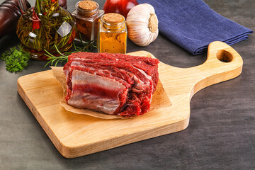 Raw beef ribs for cooking