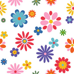 flower floral seamless repeat pattern. this is a  colorful flower vector illustration. Design for decorative, wallpaper, shirts, clothing, tablecloths, blankets, wrapping, texture, textile, fabric  