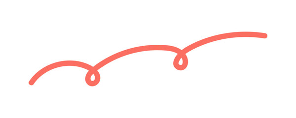 手書きのくるくるカールしているポップな赤い飾り線 - シンプルでかわいいデコパーツ･あしらいの素材