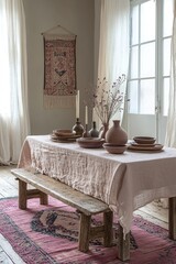 rustic dining room with old furniture