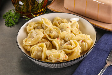 Russian homemade dumplings with meat