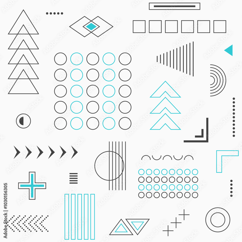 Wall mural abstract seamless pattern with geometric graphic elements. abstract outline geometric shapes composi