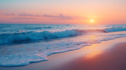 Fototapeta premium Sunset Serenity on a Sandy Shore