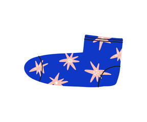 Christmas sock in flat style. Hand drawn vector illustration.